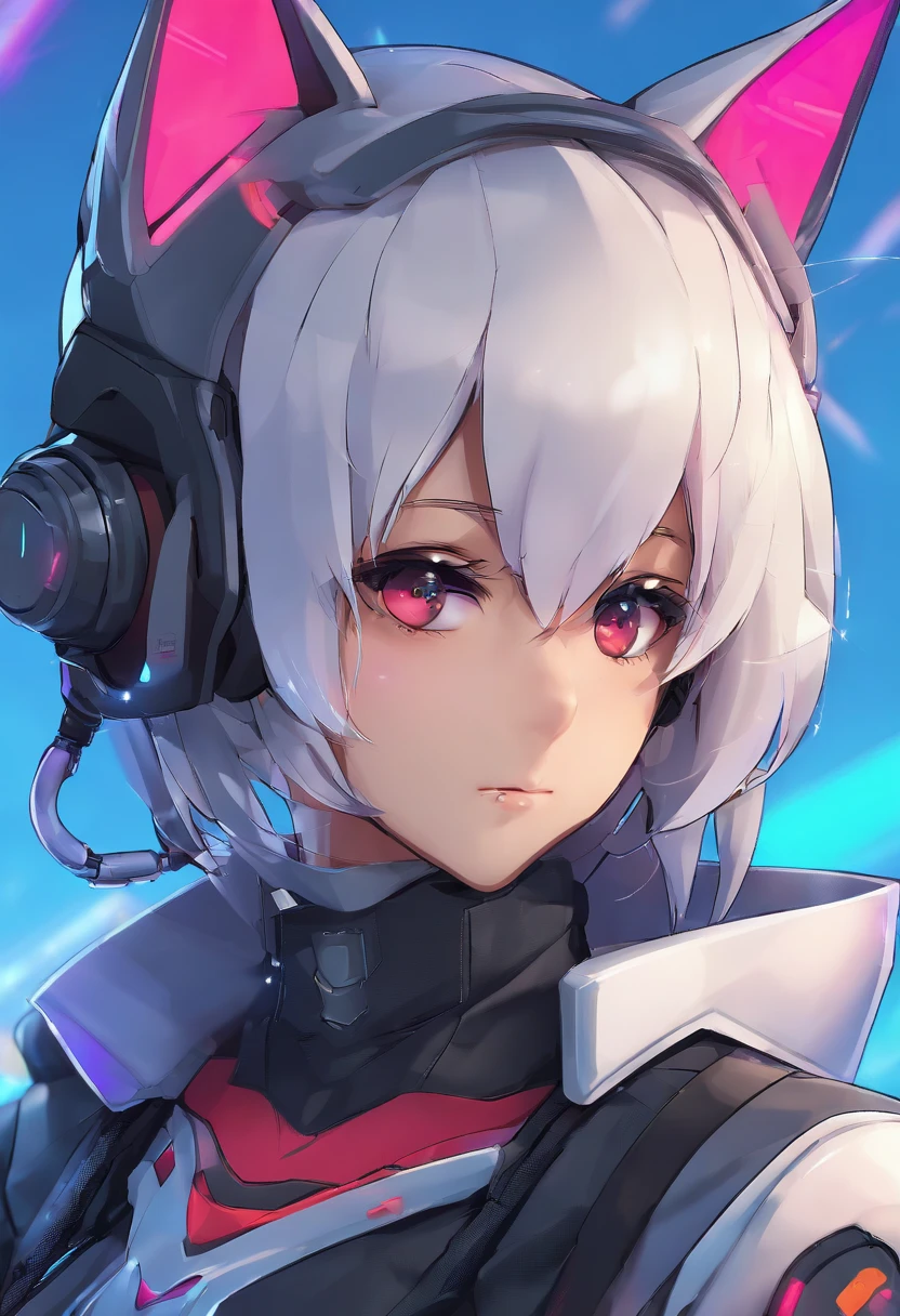 Cabello colorido y vestido colorido en anime. ((1 chica con orejas de gato)),  uniforme escolar pastel vivid, rossdraws vivid cartoon, estilo animado 4K, hermoso anime portrait, germen de arte colorido!!!、! germ of the art of dreams, hermoso anime, cat ear 1 girl, arte digital estilo anime, Fondo de pantalla de arte anime 4k, Fondo de pantalla de arte anime 4k, arte animado digital, germen de arte muy detallado, uniforme escolar,  cuerpo completo, sentada en su oficina, pelo blanco, Vista frontal, sonriendo,