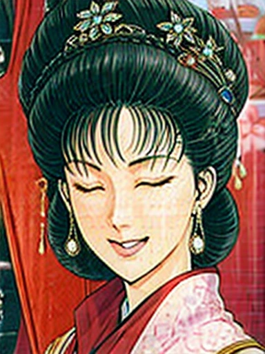 NSFW,Perfect Face,Suikoden,Mrs. Lin,Large areola、Full nudity、Full Body、Thick pubic hair、Cloudy semen overflows from the female genitals、Pubic hair of the same color as the hair、Messy Hair、With eyes closed and panting、Undressing