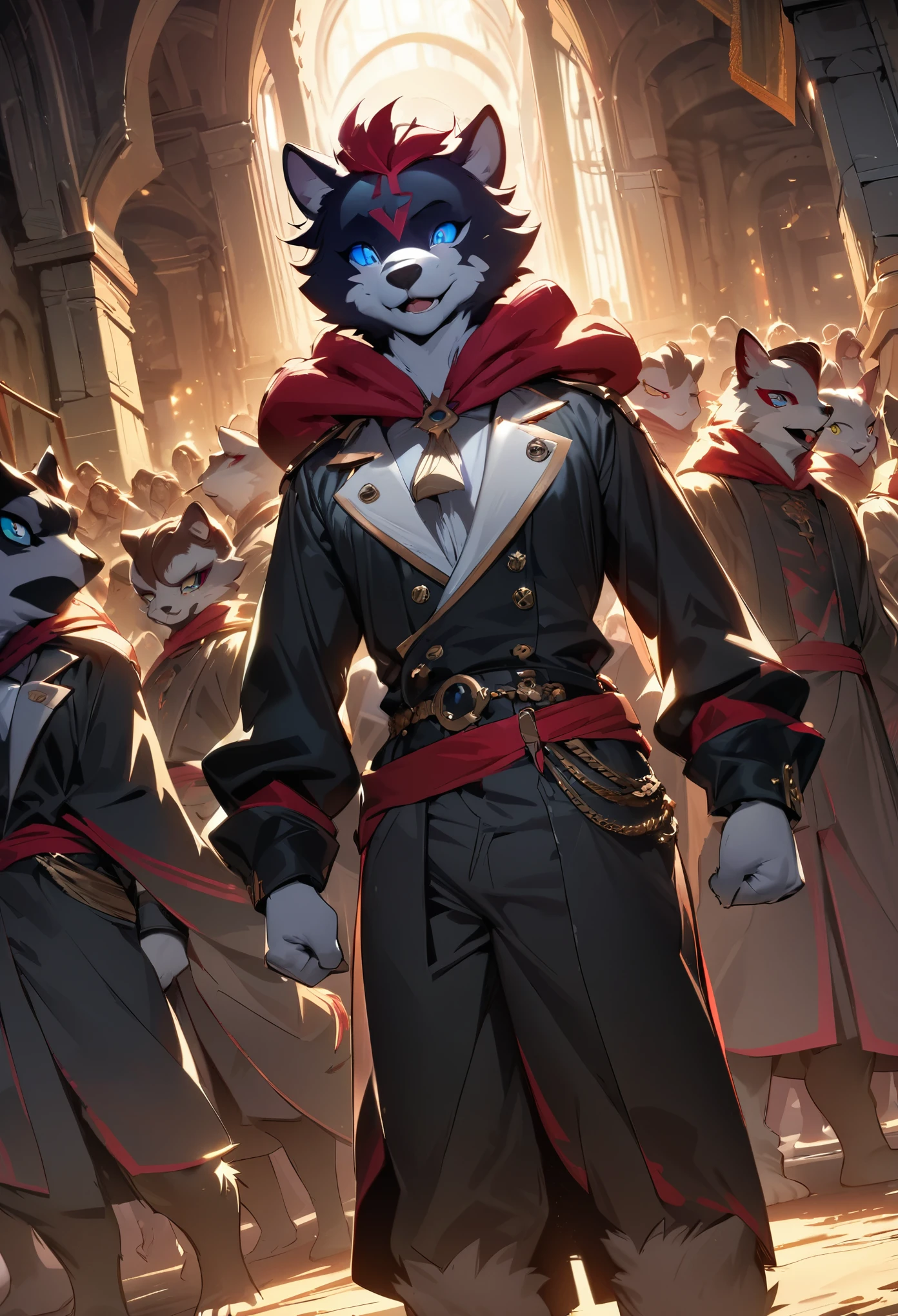 top quality, best quality, High-quality illustrations, masterpiece, super high resolution, detailed background, Judas Iscariot, 6+boys, 6+girls, absurdres(highly detailed beautiful face and eyes)perfect anatomy, expression, good lighting, cinematic shadow(kemono, furry anthro)assorted poses, dynamic angle,