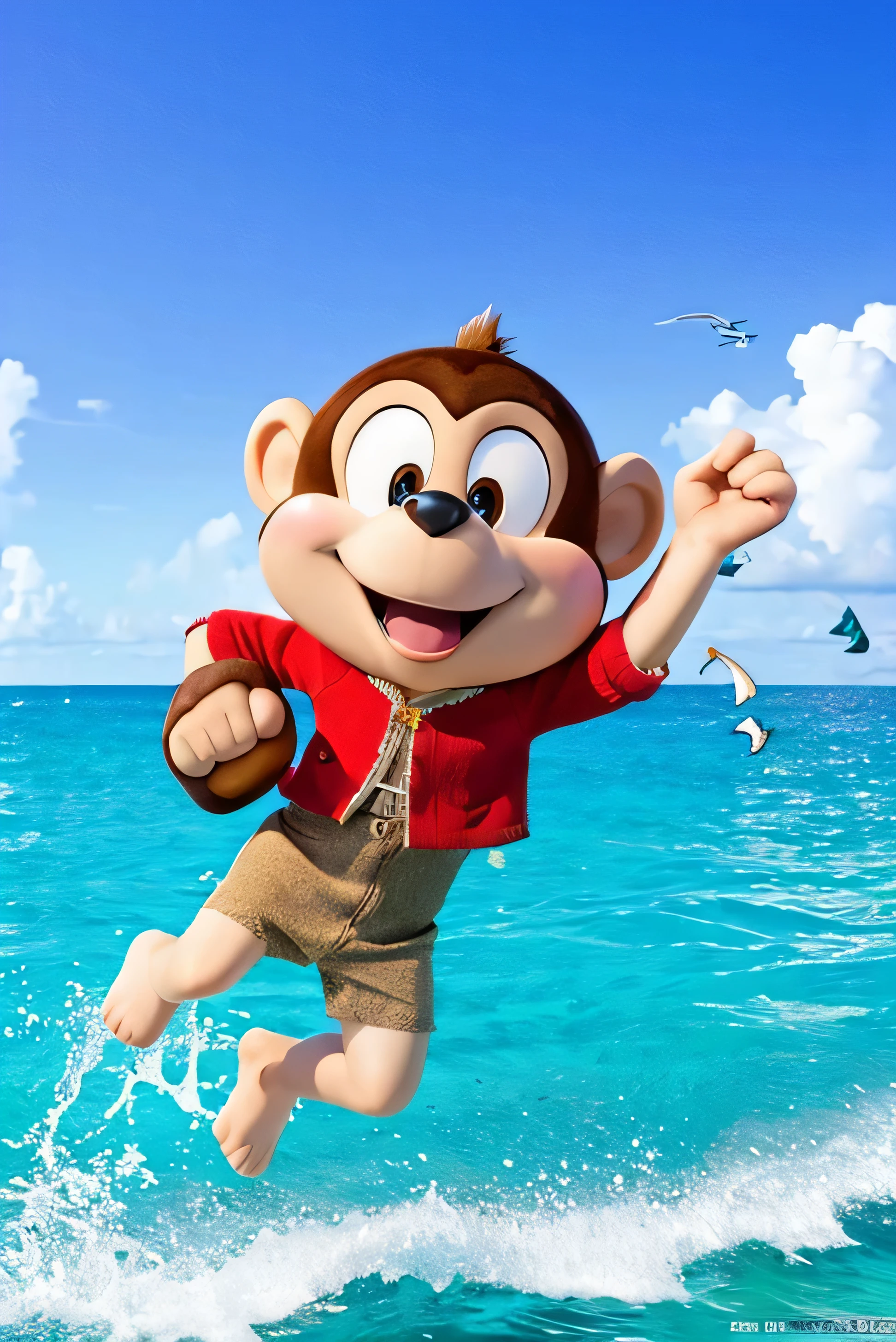 Stylishly dressed cartoon characterale、Ocean、monkey