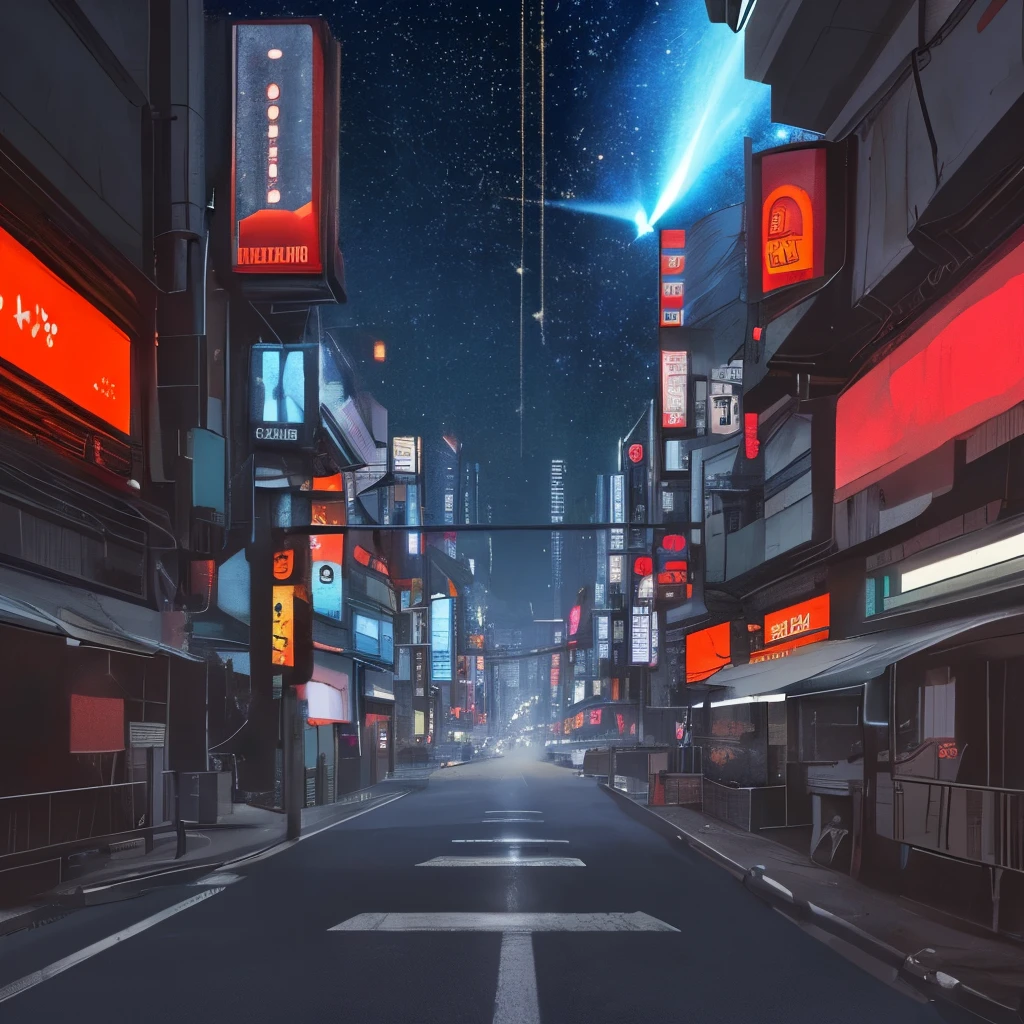 Japan,street,Not a single person,Cyberpunk,Steampunk,Neon,Starry Sky,meteor