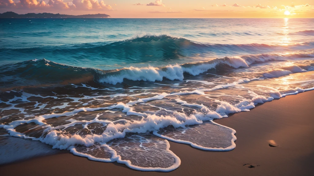 8K、masterpiece、beautiful detailed shine、sunset、Ocean