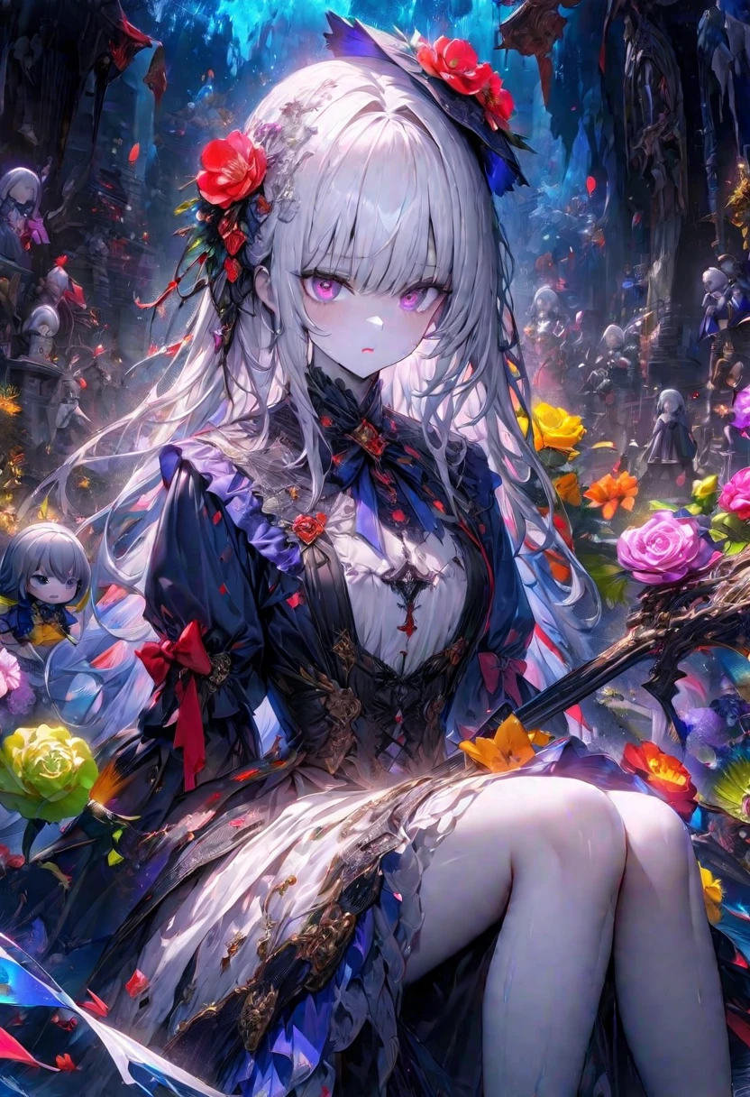 high quality,hd,16k,sharp line,1girl,fantasy,female death,beautiful hair ,cute face, large breasts ,nice legs,,focus girl,detailed beautiful face,detailed clothes,beautiful eyes,sexy,dynamic angle