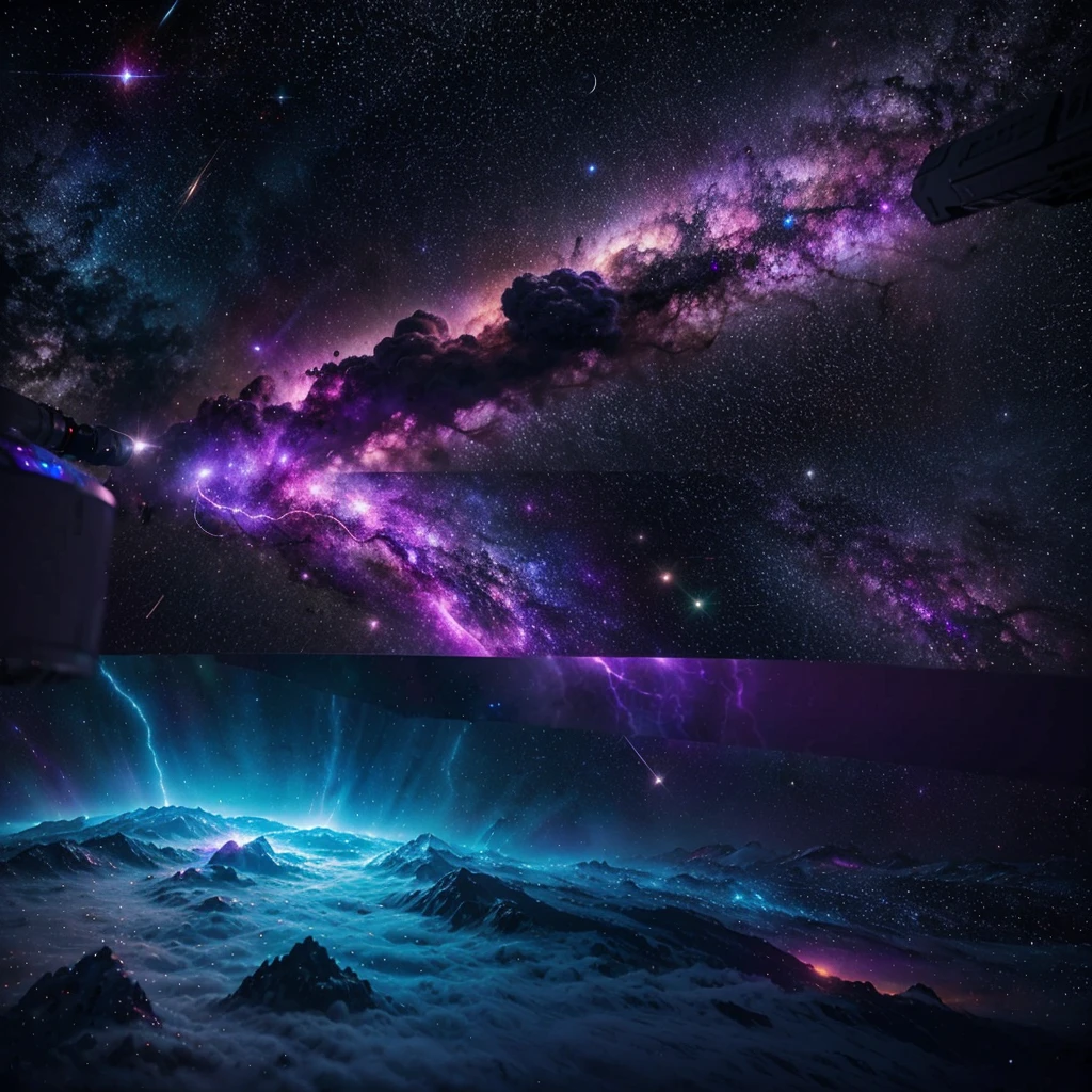 purple epic cosmic storm, com fundo de nebulosa, (hiper-realista), (obra de arte), Interestelar, Galaxy, 8k --altura 768,  protetor de tela impressionante