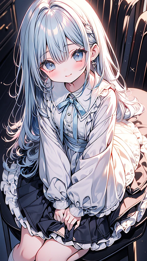 masterpiece, best quality, extremely detailed, (illustration, official art:1.1), 1 girl ,(((( light blue long hair)))), light blue hair, ,10 years old, long hair ((blush)) , cute face, big eyes, masterpiece, best quality,(((((a very delicate and beautiful girl))))),Amazing,beautiful detailed eyes,blunt bangs((((little delicate girl)))),tareme(true beautiful:1.2), sense of depth,dynamic angle,,,, affectionate smile, (true beautiful:1.2),,(tiny 1girl model:1.2),)(flat chest)),,absurdres, High Detail, Ultra Detail, 8K, Ultra High Resolution A cute and innocent girl, , toddler, adding to the playful atmosphere,  ,from side,Wide Angle, From above, crass room,,

seductive anime girl, [ 4 k digital art ]!!,ultra realistic picture, overdetailed art, 8k high quality detailed art,(tareme,thick lips:1.2),dress shirt,cardigan,,sidetail,pleated skirt,(dark skik:1.3),loose socks,sweaty,close up,squatting on desk,in classroom,(blushed),   Sweaty shirt,Thigh sweat,