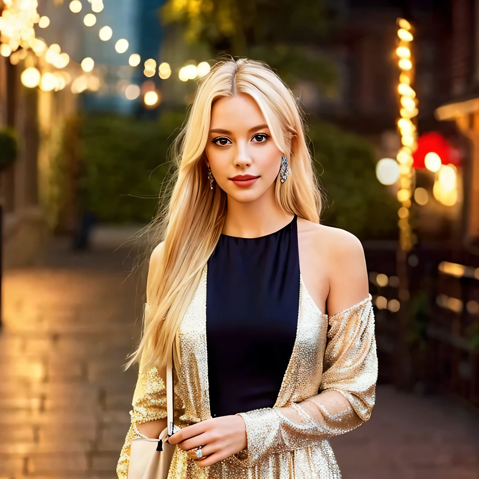photorealistic, one girl, beautiful woman, age 20, elegant dress, blonde hair, on a date, looking at camera, sexy