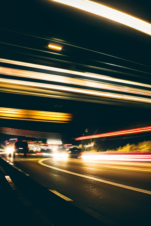 Motion blur of highway headlights