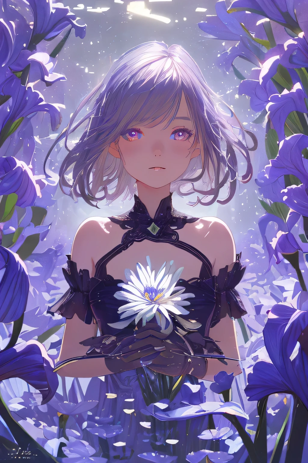 Lily-inspired Aster Pieces, highest quality)), High resolution, 8k, Cinematic Light, High Contrast, Written boundary depth, Strong brilliance, Detailed Background, One Girl, cute, fine grain, Shining Eyes, Detailed Iris,