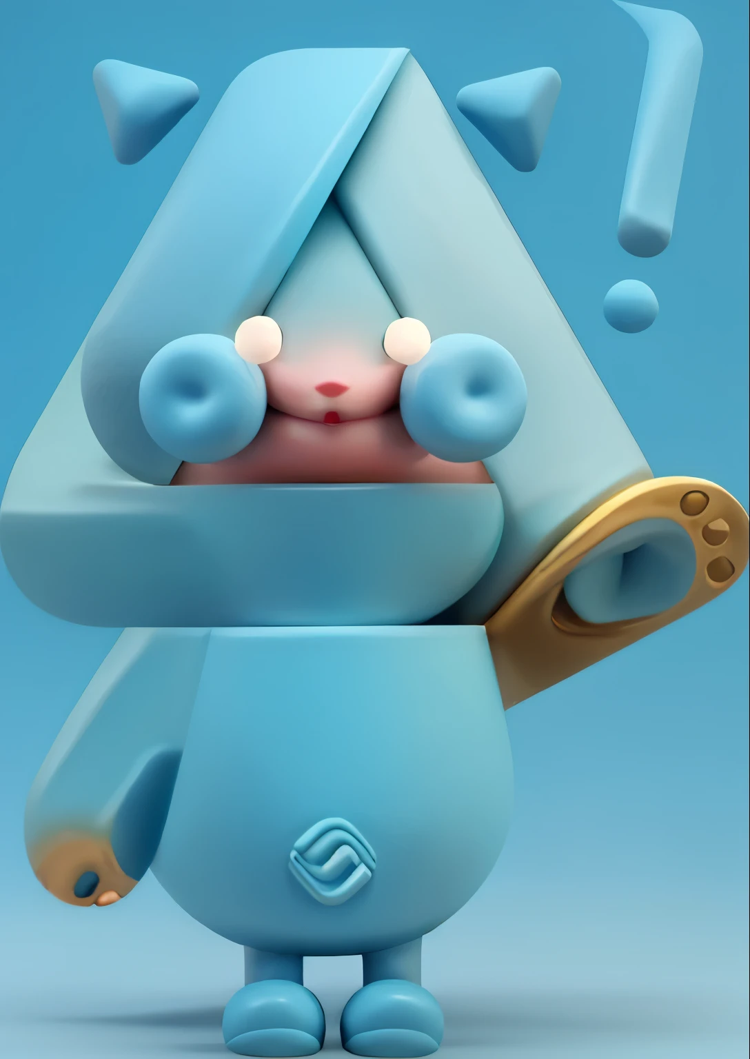 three illustrations of a person with a blue hat and a blue triangle, dancing character, cute character, animation character, character is covered in liquid, character is standing, merged character, 3d illustration, 3d illustration, digital character illustration, toonix character, various pose, digital character, with a blue background, anthropomorphic character, rabbt_character,3d,c4d