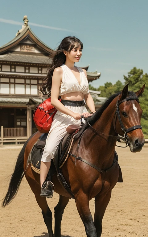 top quality picture　、(((fullnude))) 　、audience　、Collar with rope　、Straddling a horse、(((Riding a horse)))、Big chestnut-haired horse　、Steppe horse、Equestrian Club　、Pasture　、Women in Japan　、(((Two Women)))、(((distressed look)))　、(((Bound arms))), (((arms behind back)))
　、Thin ropes that bind the body　　、(((Small udder)))　、(((Foot rope)))　、Hair bun　、low angles　、 Black hair、Triangle Trojan　、chains　、audience　、　 shining beautiful skin , Sweat, collar and chain accessories, beautiful black pupil and hair, Detailed expression　, beautidful eyes