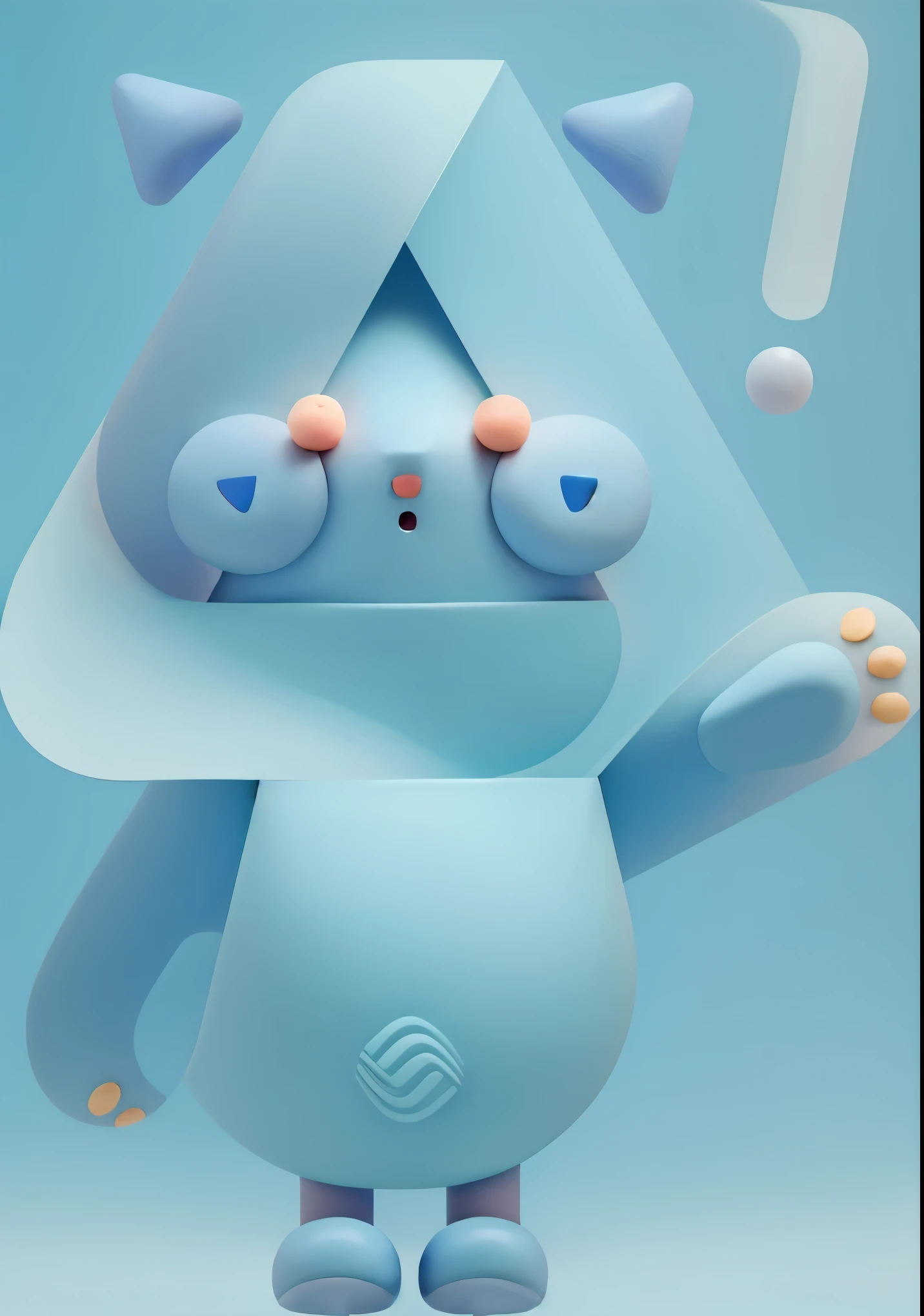 three illustrations of a person with a blue hat and a blue triangle, dancing character, cute character, animation character, character is covered in liquid, character is standing, merged character, 3d illustration, 3d illustration, digital character illustration, toonix character, various pose, digital character, with a blue background, anthropomorphic character, rabbt_character,3d,c4d