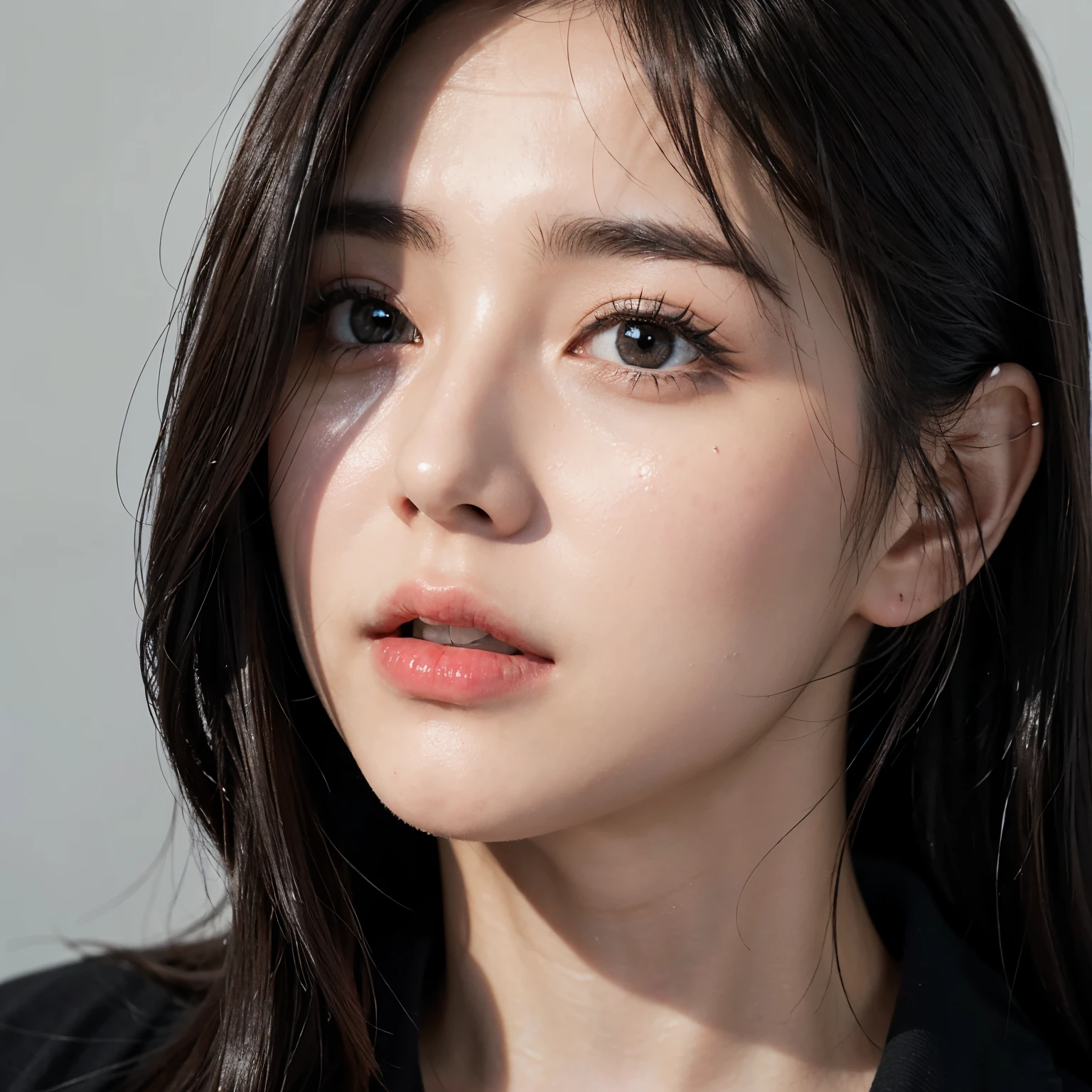 Cute 18 year old girl、gorgeous hump、(Surprised expression:1.1)、(Surprised expression:1.1)、32k UHD、(Eye close-up:1.5)、Realistic、(sexy:1.1)、(smile:0.5)、Mid-chest、Soft backlight、triangular face、((そよWind))、Flying splashes、Flying petals、Wind、(:o:1.3)、from_superior、Realistic、masterpiece、Extremely delicate facial expression、heavy rain、Crazy body movements、Exaggerated perspective、Poster、Androgyny、fashion、Dramatic lighting、Strong Tone、Distortion Style、Black forest、Ink Wash Painting、Traditional Japanese Text、rift、