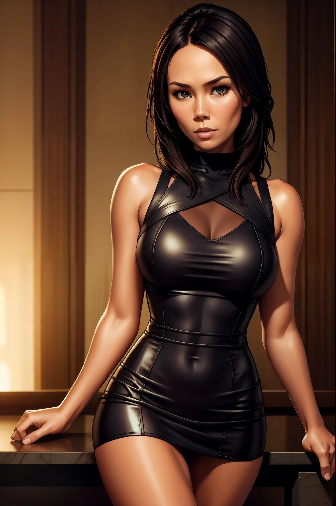 Lexa Doig, skintight dress