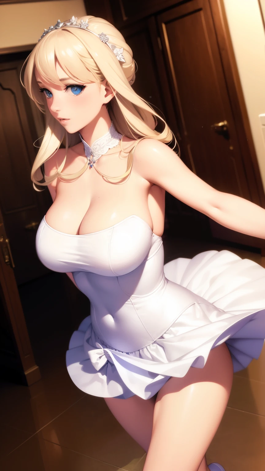 (masterpiece, best quality:1.2), 1girl, solo, white skinned,white ballet dress,banquet,medium breasts,walking