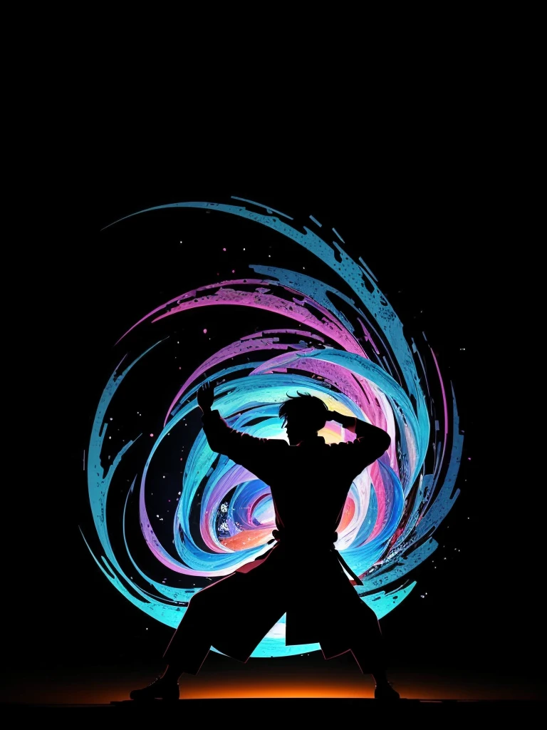 Man wearing Chinese clothes doing Tai Chi(dynamic) Simple textured silhouette graphic masterpiece, Beautiful detailed ultra high definition beautiful artistic man side view view (Simple silhouette) 在白色的背景下創造淡淡渐層的流暢有速度感的 dynamic模糊 迷幻 虚幻 飘忽 动态的淡淡漸層水墨流暢感 水墨潑濺 流動漸層速度感 高清細緻 大師藝術作品 矢量艺术效果 流動漸層水墨等元素 给作品带来生动和独特的氛围 光影效果矢量艺术中运用光影的效果，Create a sense of three-dimensionality and dynamics using simplicity in vector art、Pure expression，