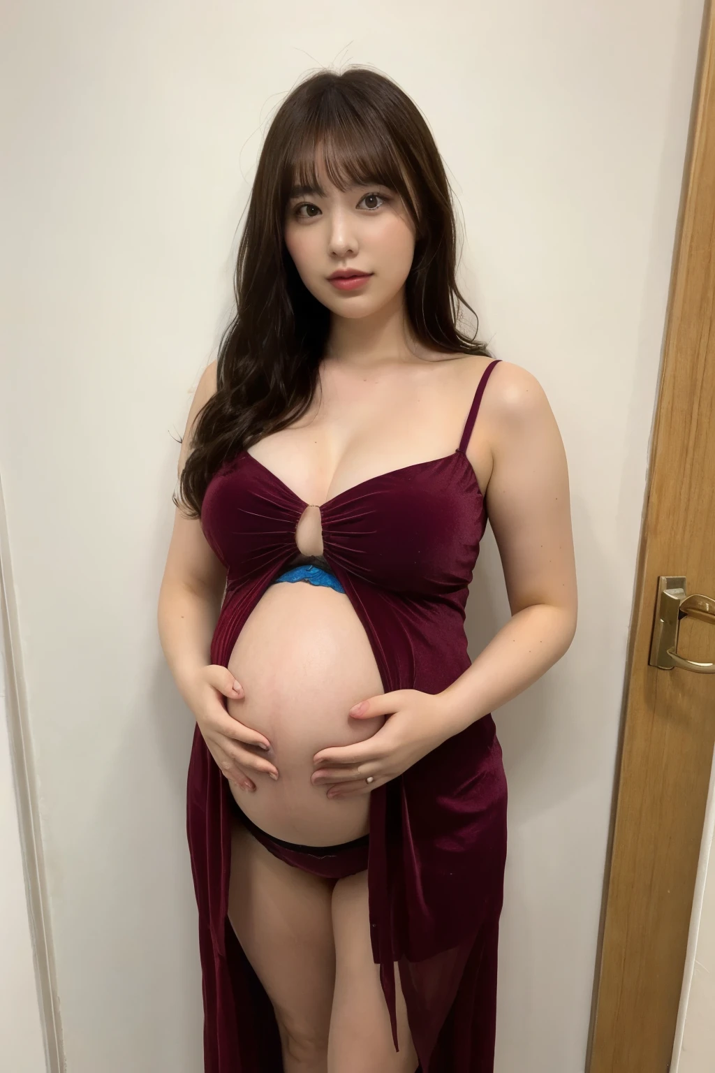 Introducing Gemma, a stunning plump brunette looking sexy af, pregnant, bare shoulders, full body