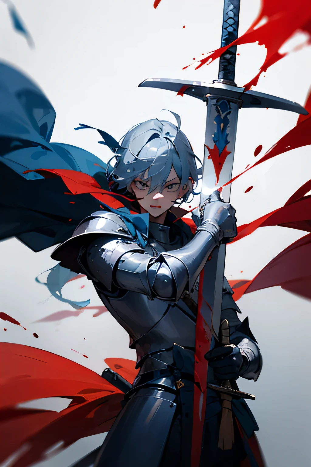 knight with big sword and blood