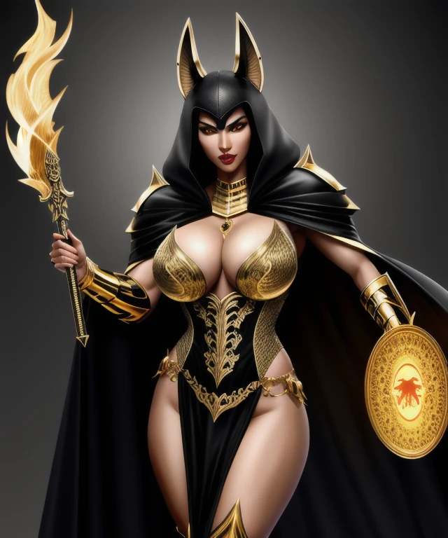 Beauty、Tooth Wolf、(high quality), Realistic, (oil)
jewelry, (alone),
(Dynamic pose), Towards the right, ((Hell's Gate)), fire, landscape of hell, (Underworld), (Dark Landscape),
Anubis, Egyptian jackal-headed god, Humanity, Muscular, (holding gold scales), Dynamic pose, Cinematic, Dramatic camera angles, Golden Armor:0.25, black & Gold Cape, (Excellent anatomy), (Good balance), Awards, masterpiece, Centered, 、Camel Toe、Giant tit、Nipple Puffs、Cleavage、Plump、Super big breasts、Super big butt