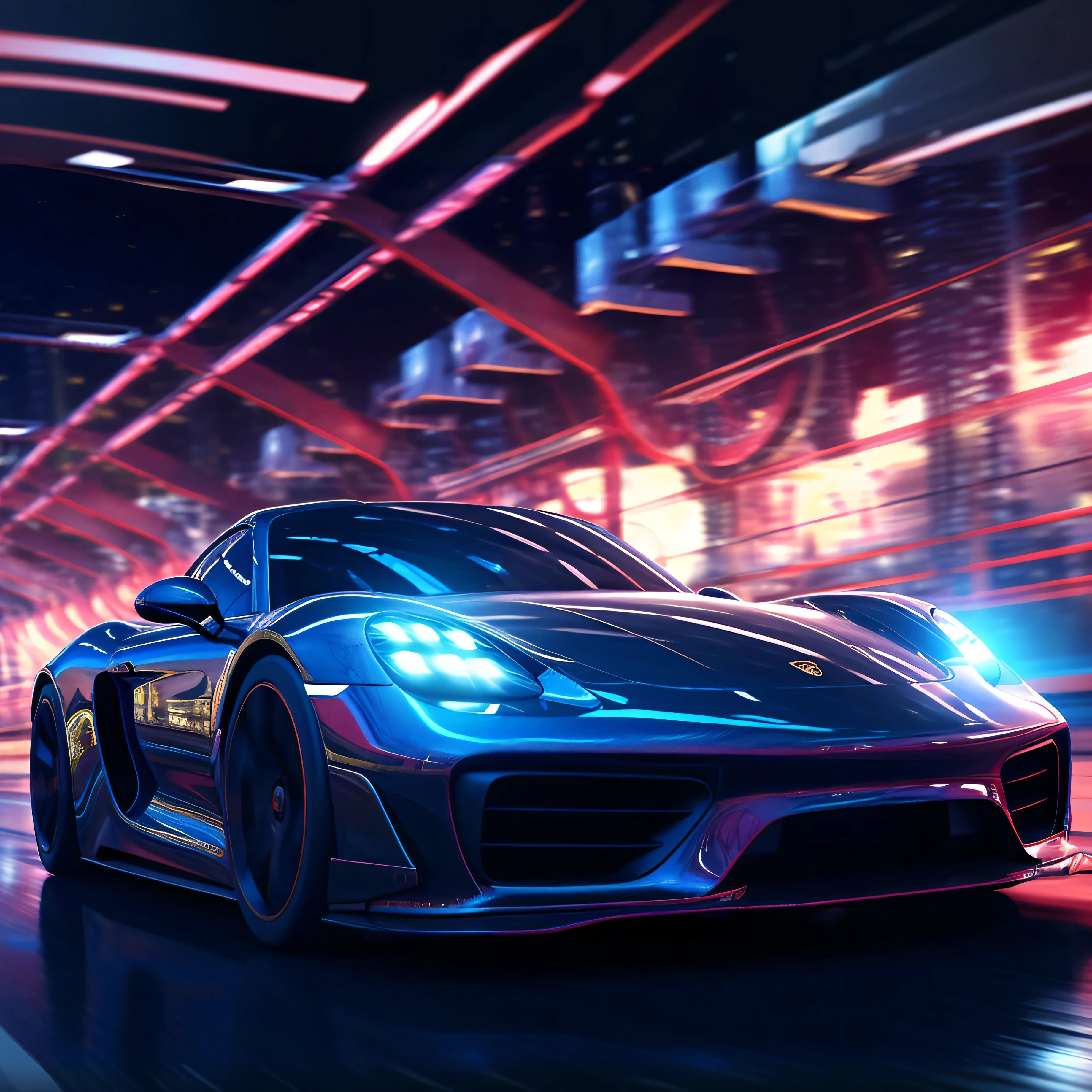 Alafid Sports Car driving on night city street, 8k octane 3d render, 3d high octane render, 8k Octane detailed rendering, Dan Mumford. 8 k octane render, videogame 3d render, Octane CG Association, 8k high detail concept art, Sports Car, daniel maidman octane rendering, Rendering of future supercar