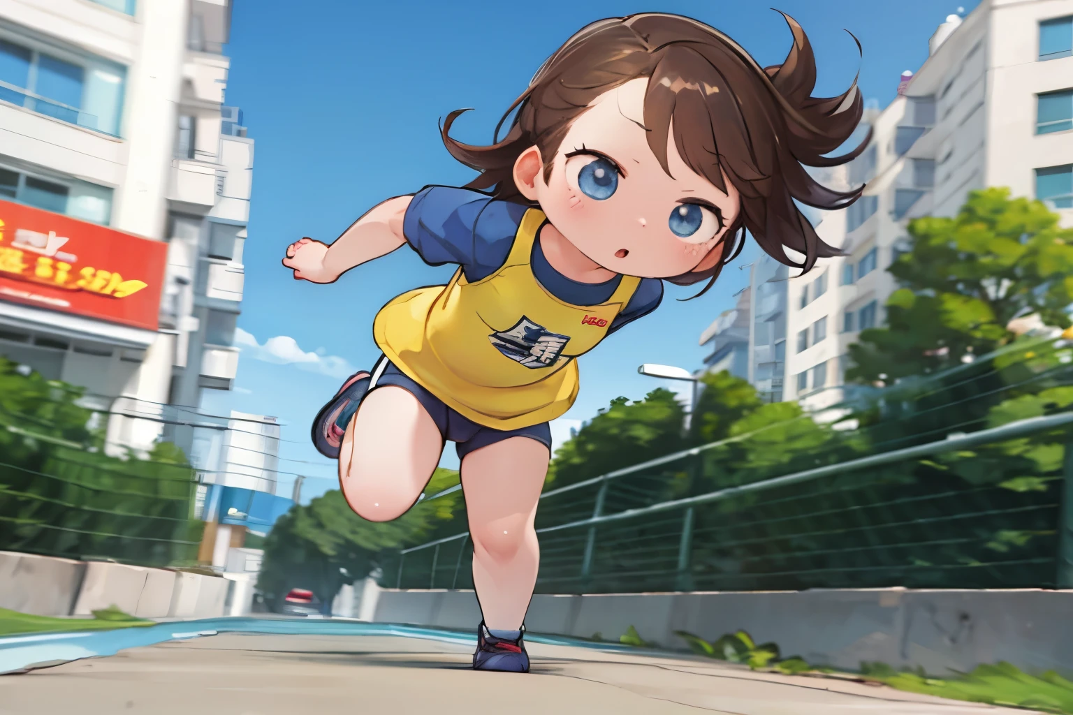 masterpiece, manga, running person, motion blur of only the feet