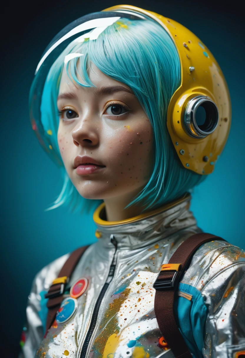 8K, ARTISTIC photogrAphy, best quAlity, mAsterpiece: 1.2), A (potrAit:1.2) Don Bluth Style ASTRONAUT nude yellow Toon Doll, full body RAW candid cinema, cyan hair, 16mm, color graded portra 400 film, remarkable color, ultra realistic, sad admosphere, dark lighting, oppressive atmosphere, depressive colors, kodak portra 400, photograph,r, Natural Light, Pinhead lighgts, blur reflection, Brush Strokes, Smooth, abstract, Splatter, Oil On Canvas, rainbow colors, fractal isometrics details bioluminescens : a stunning realistic photograph of wet bone structure, 3d render, octane render, intricately detailed, titanium decorative headdress, cinematic, trending on artstation | Isometric | Centered