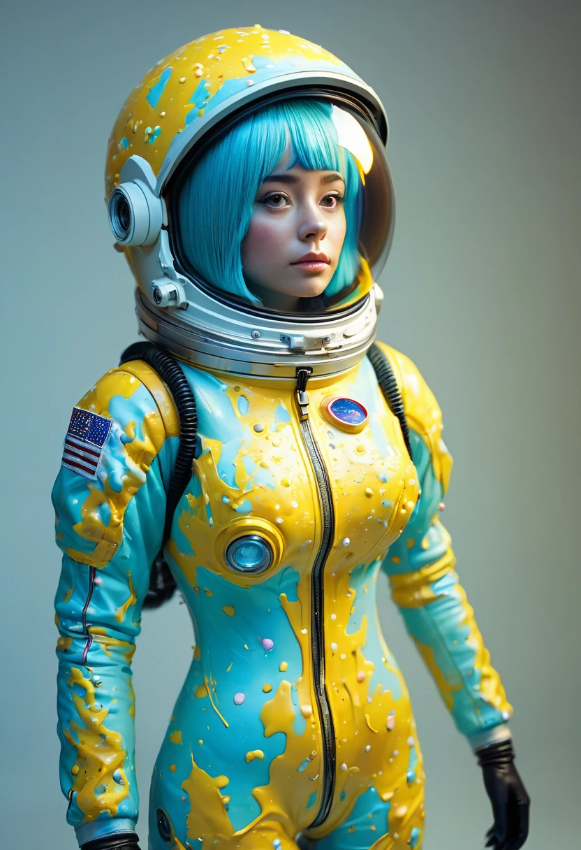 8K, ARTISTIC photogrAphy, best quAlity, mAsterpiece: 1.2), A (potrAit:1.2) Don Bluth Style ASTRONAUT nude yellow Toon Doll, full body RAW candid cinema, cyan hair, 16mm, color graded portra 400 film, remarkable color, ultra realistic, sad admosphere, dark lighting, oppressive atmosphere, depressive colors, kodak portra 400, photograph,r, Natural Light, Pinhead lighgts, blur reflection, Brush Strokes, Smooth, abstract, Splatter, Oil On Canvas, rainbow colors, fractal isometrics details bioluminescens : a stunning realistic photograph of wet bone structure, 3d render, octane render, intricately detailed, titanium decorative headdress, cinematic, trending on artstation | Isometric | Centered