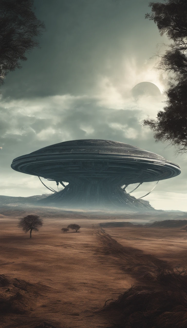 Strange alien landscape, Twin Suns, Atmospheric Color, fields, Background tree々, Dense foliage, animal, picturesque, photograph, synthwave