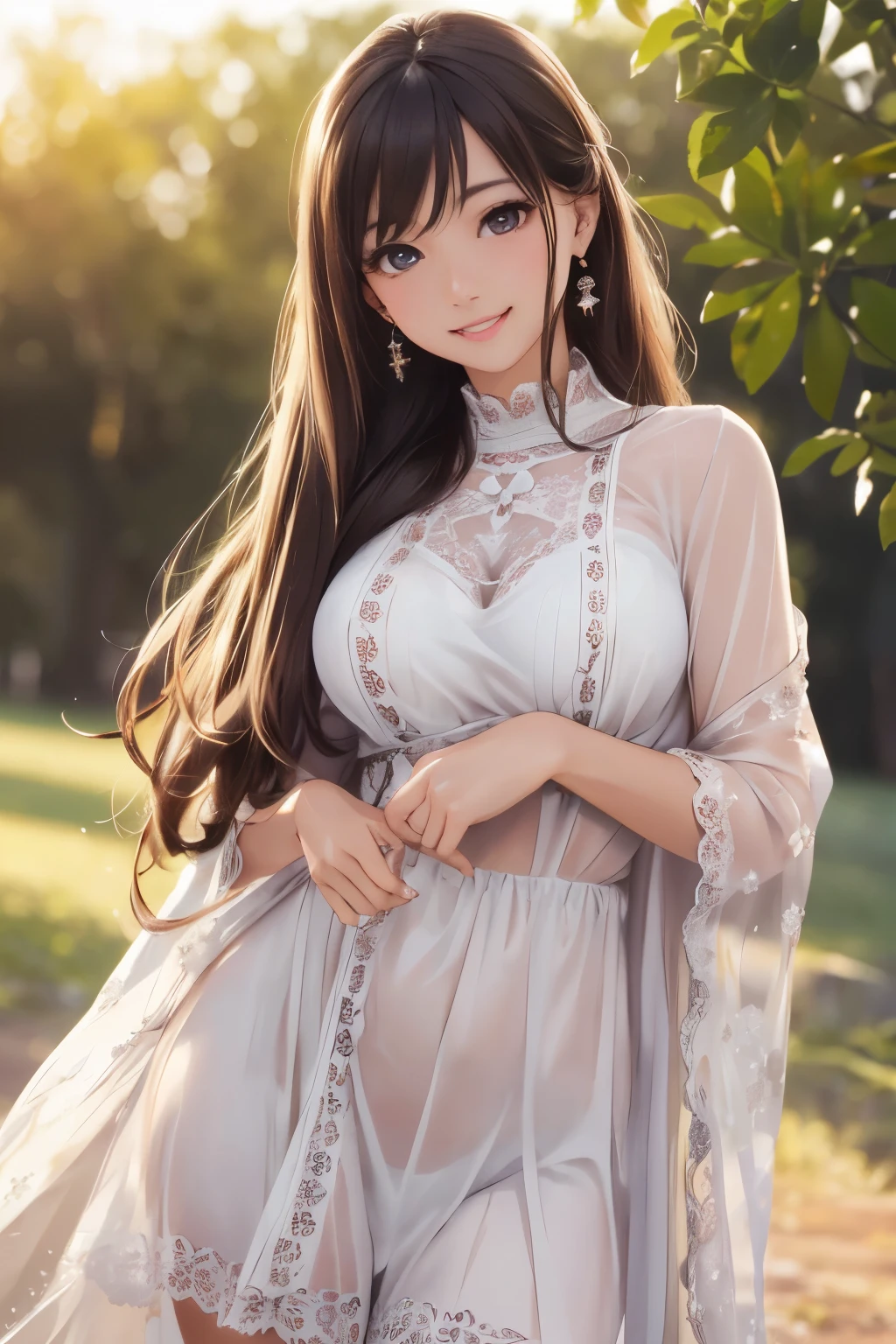 cute、kawaii、model、Brunette girl, Big smile, Super beautiful shining eyes、 (8K, Live Shooting, Best image quality, masterpiece: 1.4), Ultra-fine mesh, (reality, Realistic: 1.48), masterpiece、highest quality、Very detailed、8K、Detailed light、Fine shadows、born、(Fine skin)、(reality: 1.2)、Long Hair、