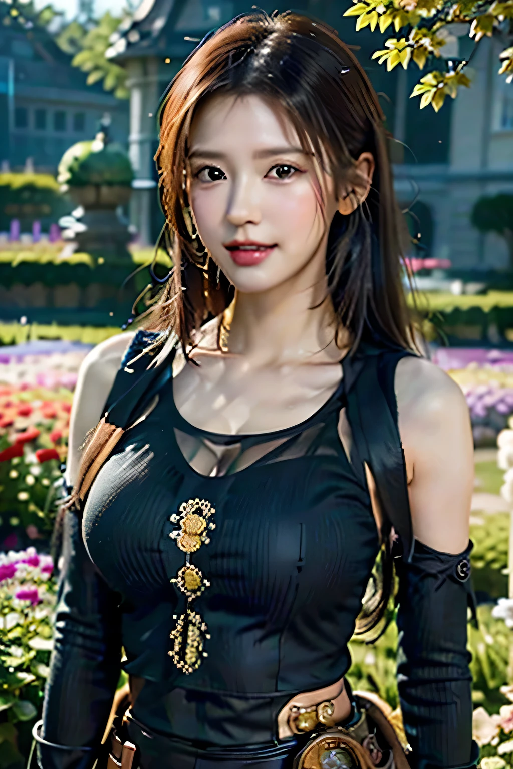 (((steampunk king:1.3))),(((A beautiful woman standing in the flower garden of an old Western castle:1.3))),Close-up,open the chest,Chest slip,Emphasize large breasts,Closed lips,Detailed clothing features,Detailed hair features,Detailed facial features,Looking at the camera,(Dynamic angles),(Dynamic Angle),(Dynamic and sexy pose),Cinematic Light,(Mastepiece,highest quality,Ultra-high resolution output images,Depth of written boundary,Intricate details,Make the subject three-dimensional with the contrast of light and shadow,) ,Digital illustration,Single-lens reflex camera, (Photorealistic:1.3),(8k quality,Anatomically correct facial structure,),(Sea Art 2.0 mode:1.3),(Image Mode Ultra HD,)