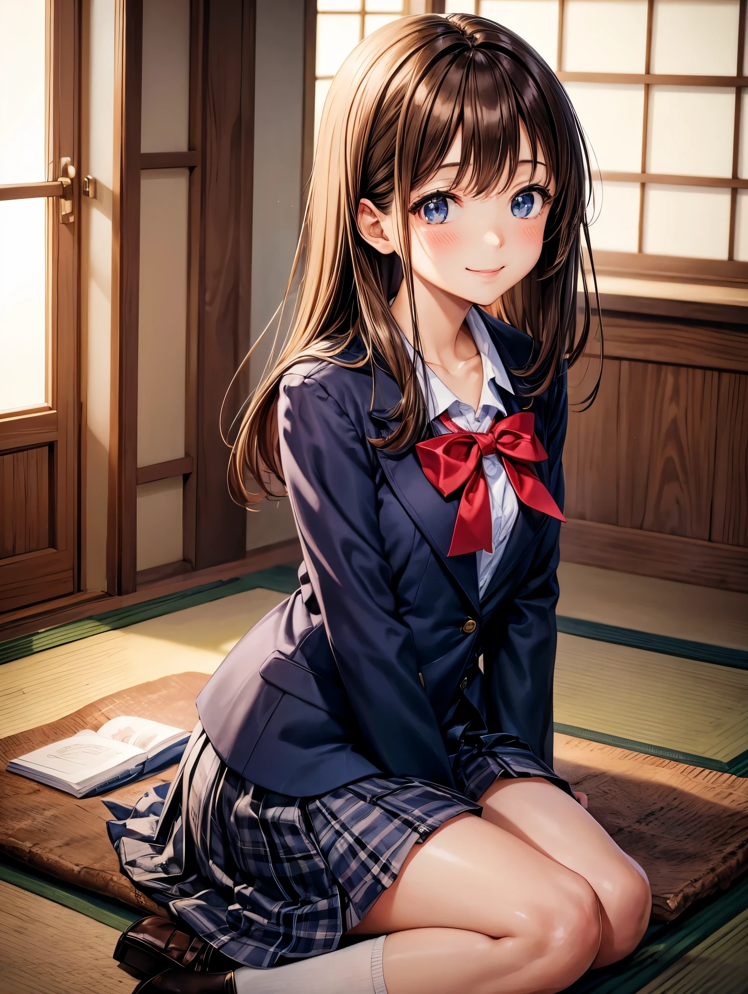 highest quality,best image,Japanese,Small breasts,Brown hair long,Elementary school girl,Beautiful girl,smile,suit
