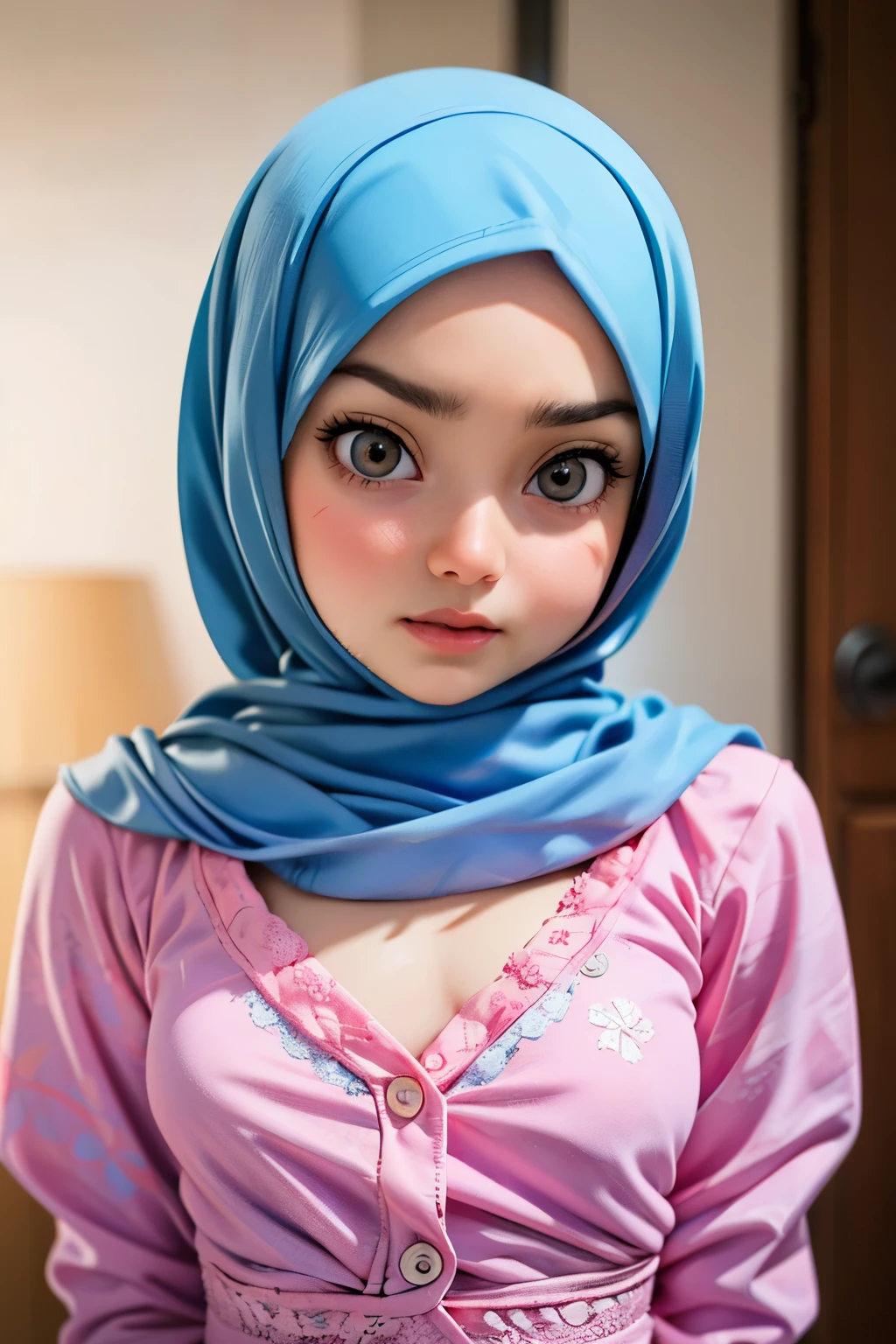 Chubby, ((Flat Chest)), Naked, Angry pose, Angry face, (((HIJAB MALAY GIRL))), masutepiece, High quality, UHD 45K, Realistic face, Realistic skin feeling , A Malaysia Lady, 51 years old, , Very cute and baby-like face, (((FLAT CHEST))), (MATRIX WORLD), ((look In front  at the camera and SADNESS)), ((())), (((CUTE GIRL))), ((PINK PASTEL LIPS)), ((BLUE PASTEL LACE)), ((CHUBBY)), ((UNDRESS)). Brown, Flat Chest, Nudity on Cherating beach,