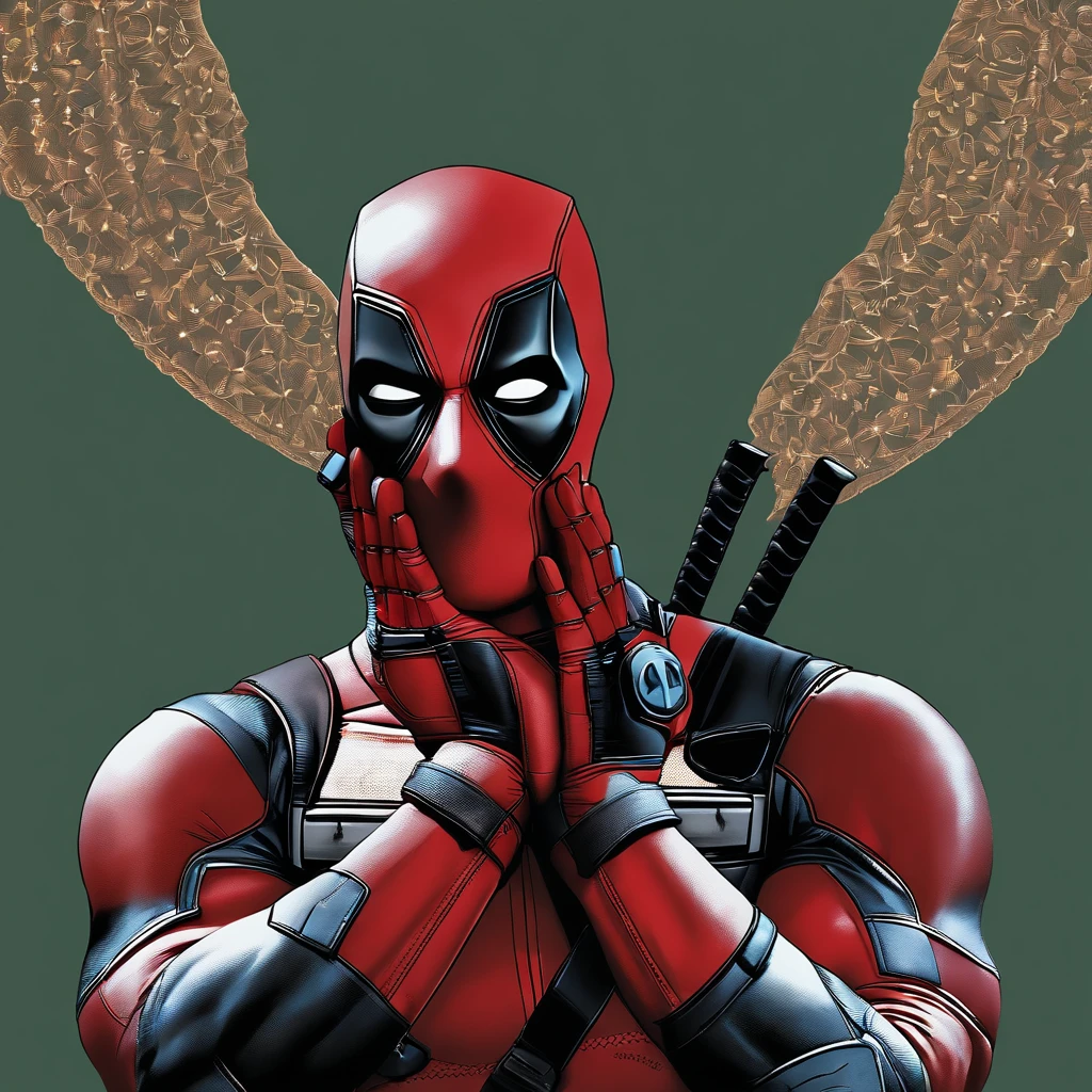  Deadpool showing a heart shape with his hands