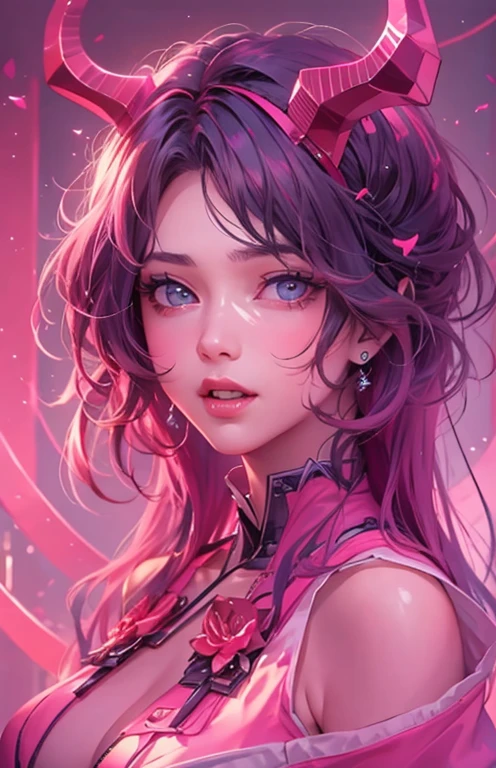 ((highest quality)), ((masterpiece)), (Get used to it), Perfect Face , beautiful girl , Devil , pink ,