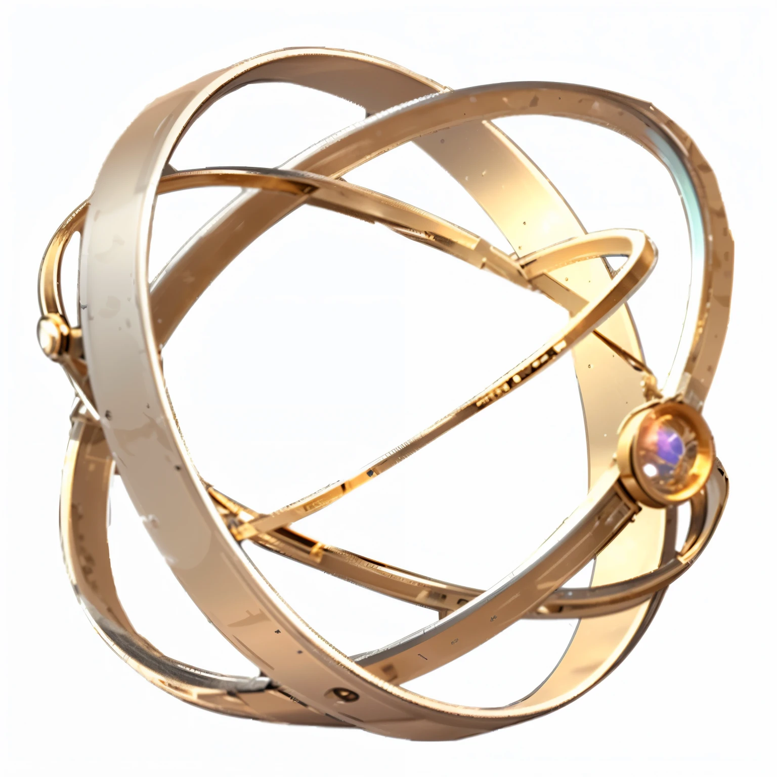A metal structure、Glass top clock, Astrolabe, orrery, Gyro, inter dimensional clock, ball of time, Gorgeous gold-plated cosmic machine, Kaladesh concept art. Mechanical, Rendering Art, alchemy concept, Loop 3D rendering