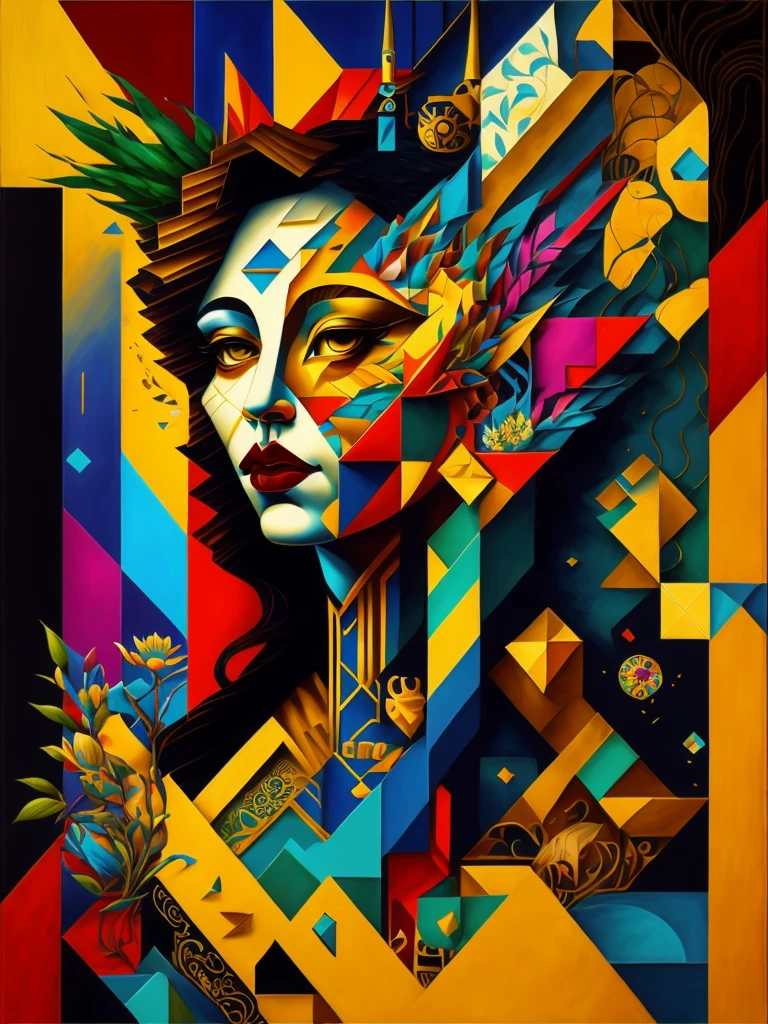Calidad superior, Obra maestra, Super High Resolution, (CCDDA Artstyle:1.2), Beautiful books blooming in someone's garden, combining the styles of Tamara de Lempicka, Pablo Picasso, Vincent van Gogh, Gustav Klimt, Piet Mondrian, Monet, Kandinsky and Leonardo da Vinci, masterpiece, highly detailed, digital painting, best quality, high resolution, detailed work, post-processing, perfect result, Eduardo Kobra acolchado ,wall MULTIDIMENSIONAL geometric PORTRAIT, arte, chibi, yang08k, hermoso, colorido, obras maestras, calidad superior, mejor calidad, arte oficial, beautiful and aesthetic