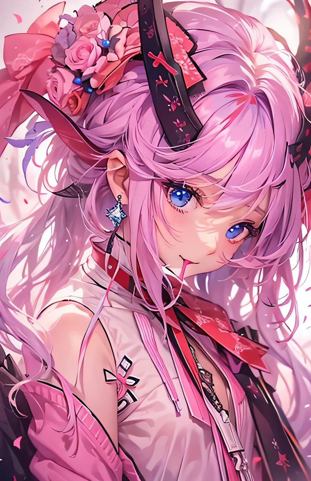 ((highest quality)), ((masterpiece)), (Get used to it), Perfect Face , beautiful girl , Devil , pink ,