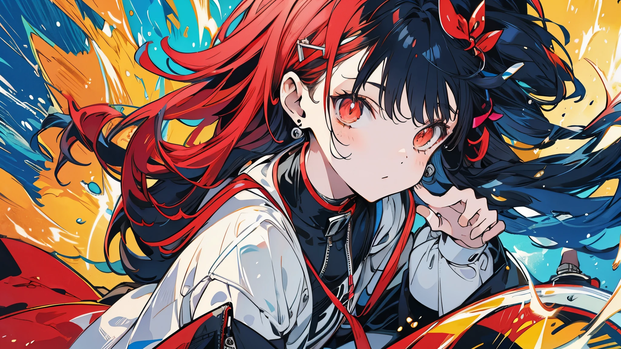 colorful　beautiful girl　gun　cool