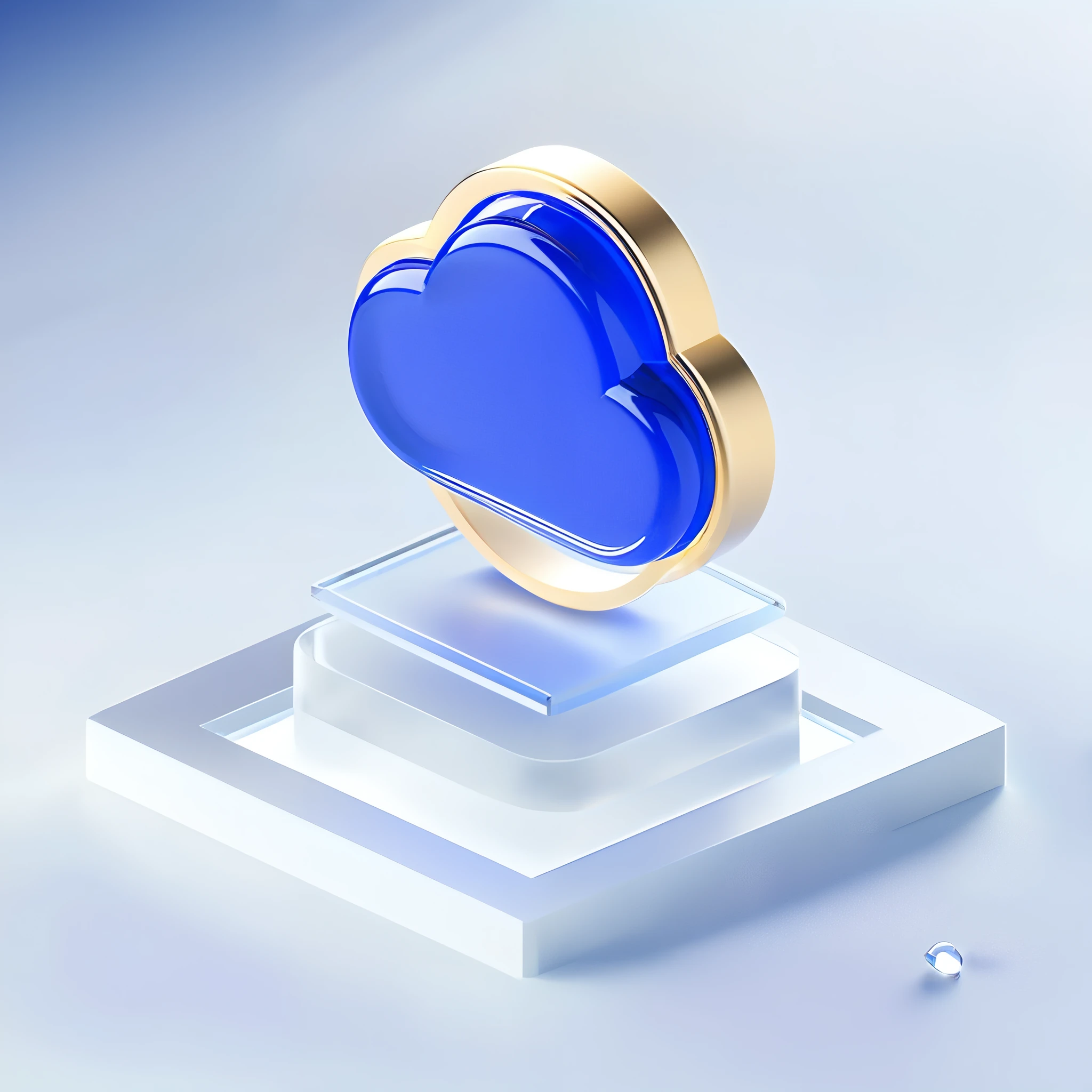 lapis lazuli|Golden cloud icon,Many details, Octane Rendering, Transparent glass texture,Frosted glass, Transparent sense of technology, industrial design, White background, Studio Lighting, Sunlight, flat, smallest, Quasi-object, Axisymmetric, Blender, C4D, best quality, 4K