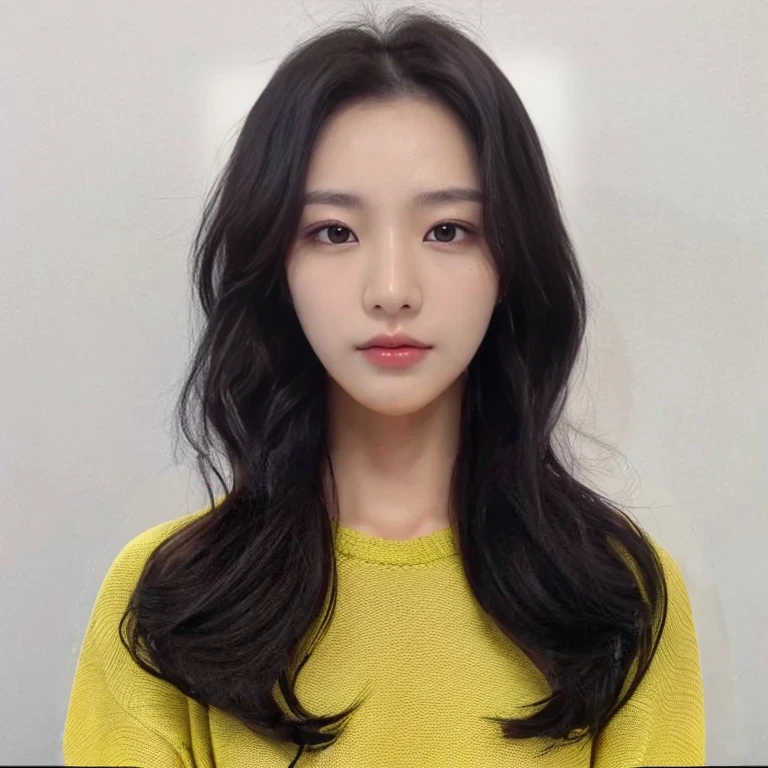 Best Quality, 8K, Masterpiece, (photo realistic:1.3), (hyper realistic:1.3), (Create an image maintaining the original base model hairstyle:1.5), (yellow sweater:1.4)