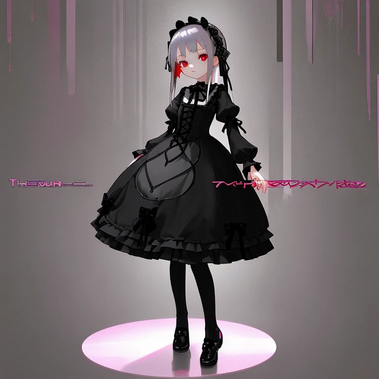 Second dimension beautiful girl、One girl、Young Girl、Silver Hair、Red eyes、Gothic Lolita、whole body、Are standing