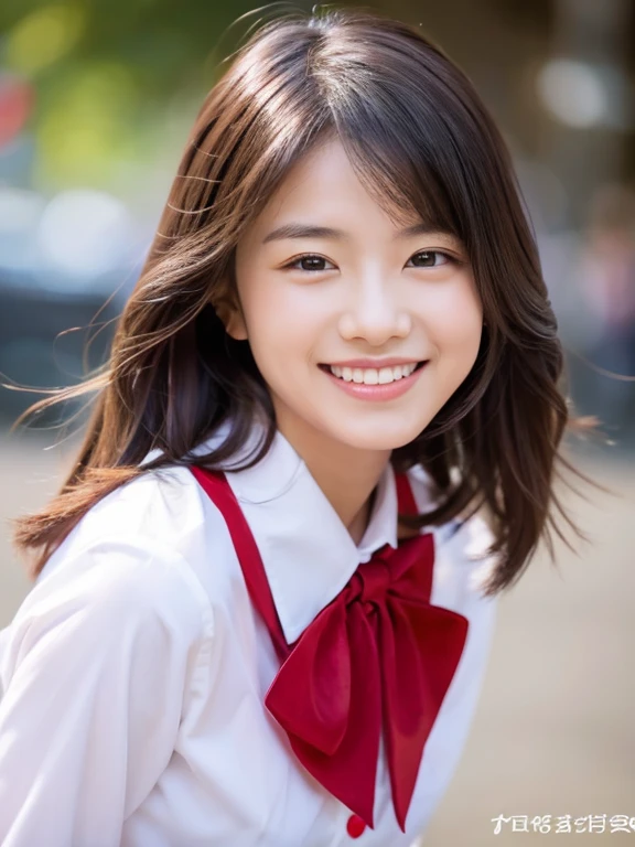 Woman Are standing On The Side Of The Street、Young Asian Woman、Beautiful Woman Photos、Japanese Model、with a beautiful young woman、60mm Portrait、color photo portrait 4k、Soft Portrait Shot 8K、15-year-old girl、smile、(8K、Raw photo、highest quality、masterpiece:1.2)、(Realistic、Photorealistic:1.37)、Very detailed、
1 girl、cute、alone、Beautiful detailed sky、Detailed cafe、night、Are standing、date、(Red nose)、(Laughter:1.1)、(Mouth closed)、B cup breasts、魅惑的なsmile、Professional Lighting、Sony a7R4、Zesse 50mm F1.8、
Medium breast、Beautiful eyes in every detail、(Collared shirt:1.1)、A bow tie、Hort Hair:1.2)、Floating hair、smile、smile、16-year-old girl,ponytail,