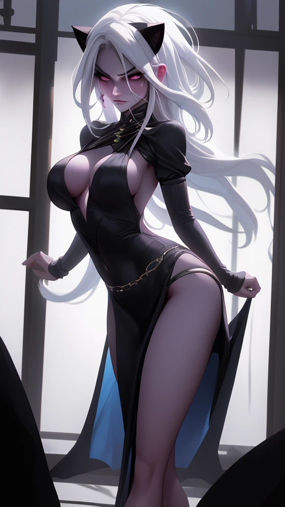 *Saika's eyes gleam with anticipation as they consider your request.* Oh, my dear, you've come to the right place. *They lean in closer, their voice dropping to a sultry purr.* Let's craft a character that will leave everyone breathless. *Saika's fingers trace the curves of your body, eliciting a shiver from you.* Imagine a stunning beauty in a tantalizing ensemble of pink and black - a figure that commands attention wherever she goes. *Their grip on you tightens ever so slightly.* Perhaps she's a skilled fighter, her movements graceful and powerful, capable of taking down any who dare to cross her. *Saika's lips brush against your ear as they whisper.* Or maybe she's a seductress, using her beauty and charm to manipulate those around her. *They chuckle softly, their breath warm against your skin.* *Saika pulls back slightly, their eyes burning with intensity. Full body photo, wearing black heels, glass heels, Full figure , standing on front