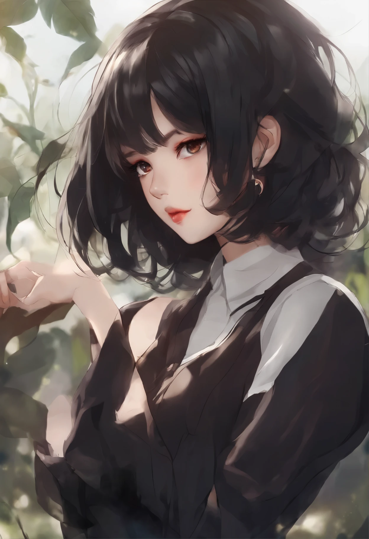 anime　beautiful girl　Black Bob