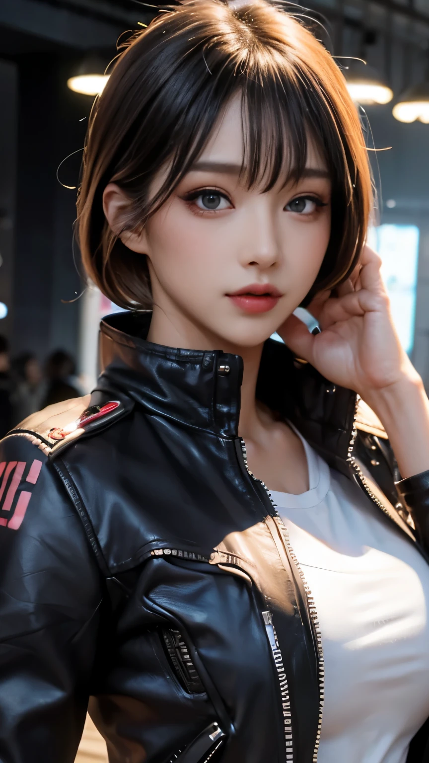 ((Beautiful girl holding a mobile phone in her hand)) 4K 8K:: Realistic::4 Cyberpunk::1 --v 4 --Quality 2