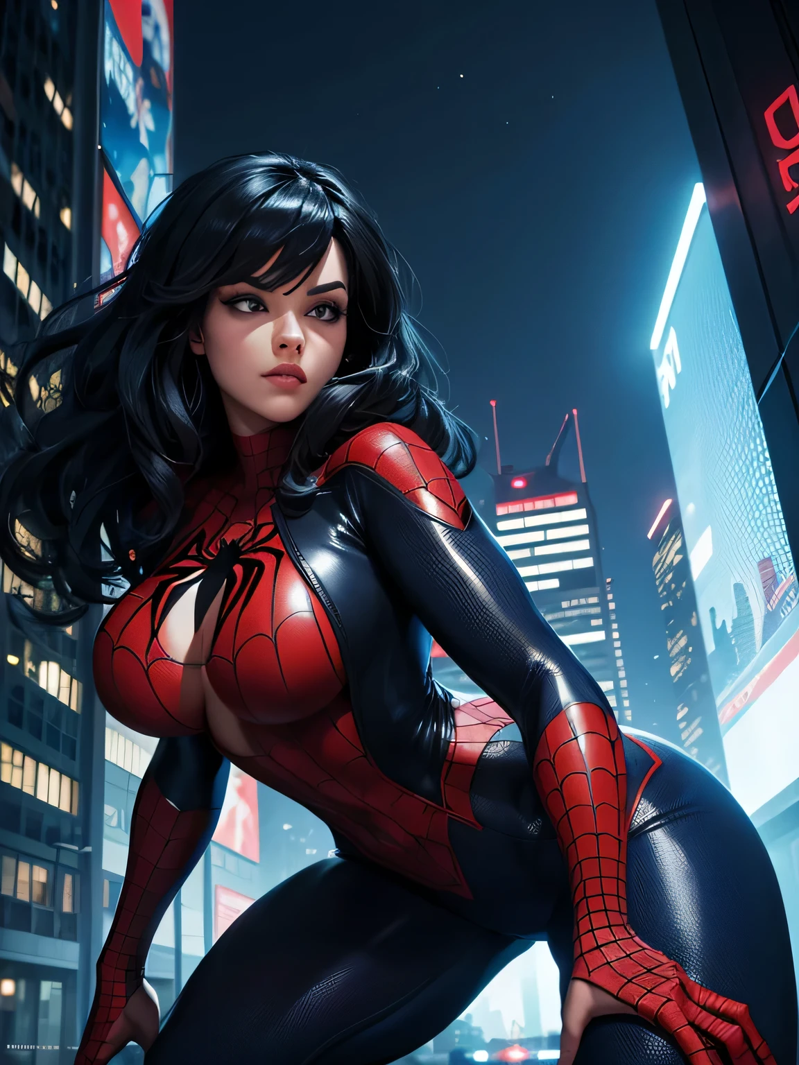 spider woman big tits spiderman and spiderman in the dark city, spider - artistic style of poetry, into the Spider Verse, Spider Verse, in spider verse, Spiderman in futuristic style, thousands of manners!!!, 3840 x 2160, 3840x2160, thousands of manners, hq 4k обои, rendering in sfm, super detailed render