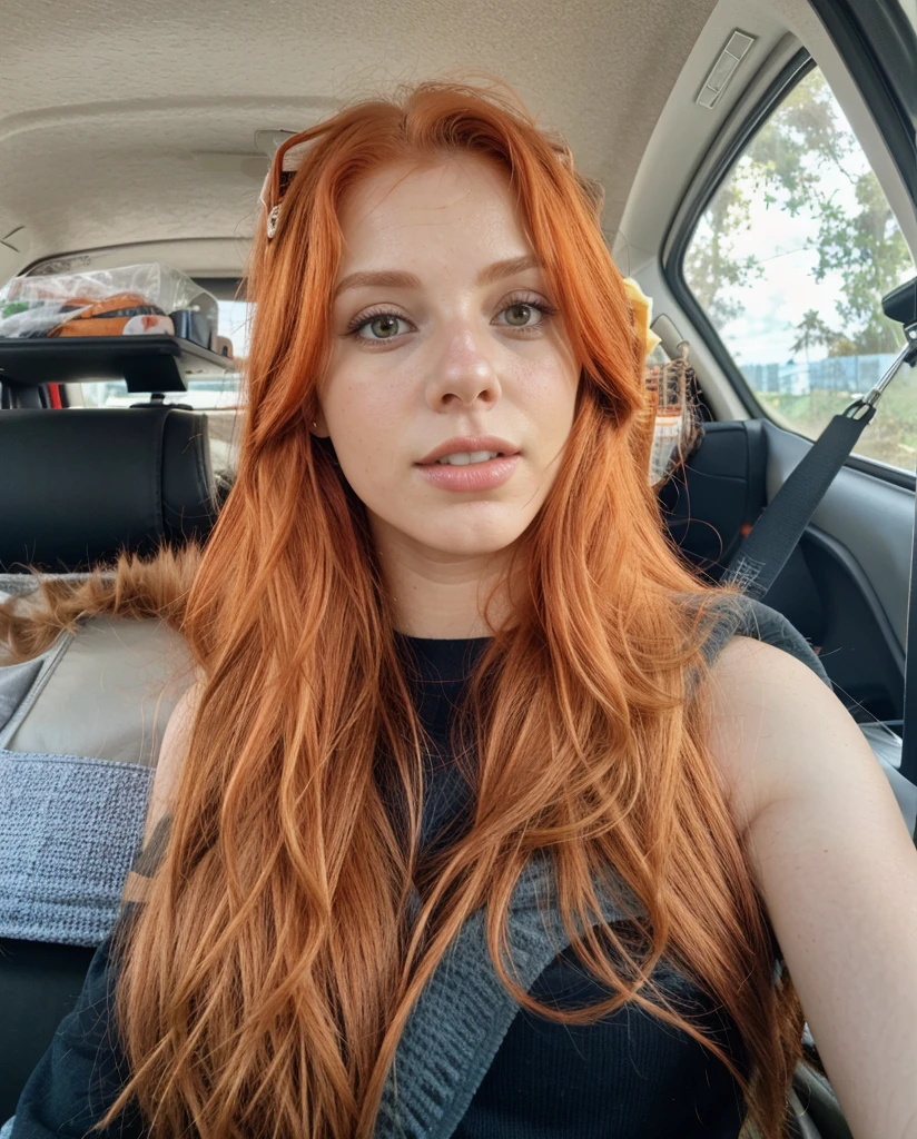 Ruiva tirando foto, cabelo redoranjado, full hd, 4k 