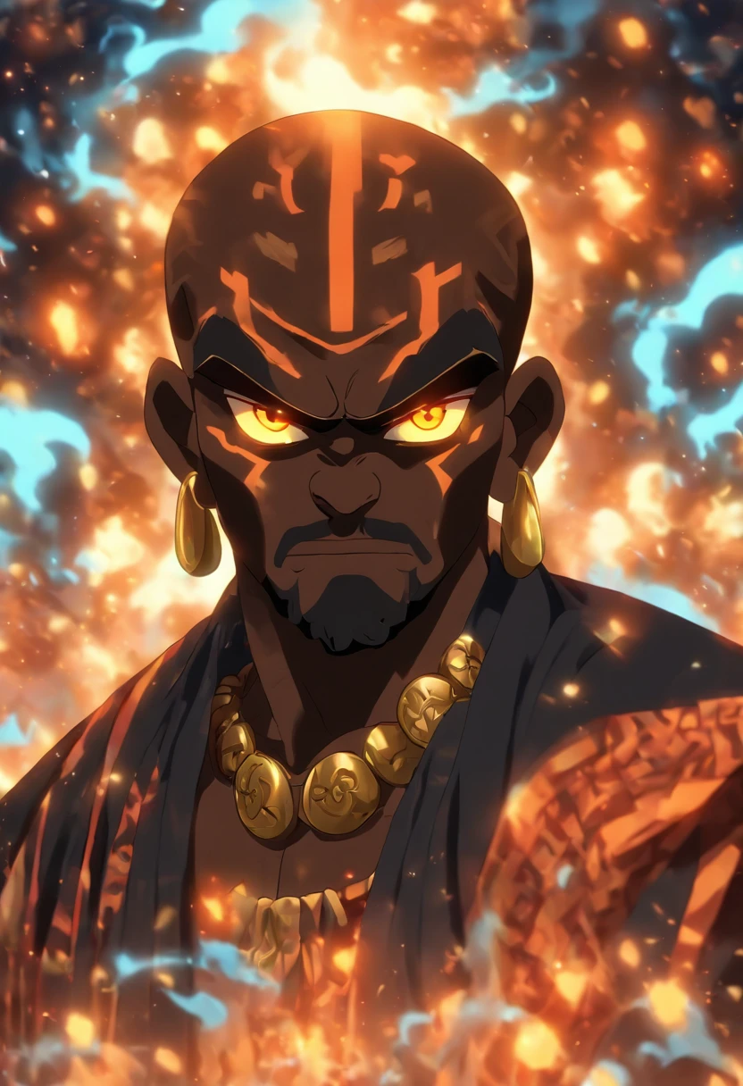 (((NYAME))) best quality, ultra-high resolution, 4K detailed CG, master piece, Nyame, old man, bald, white beard, Ghanaian clothing, African mythology, Ghana, ((Ashanti God)) , African image, aesthetic, centered on the screen