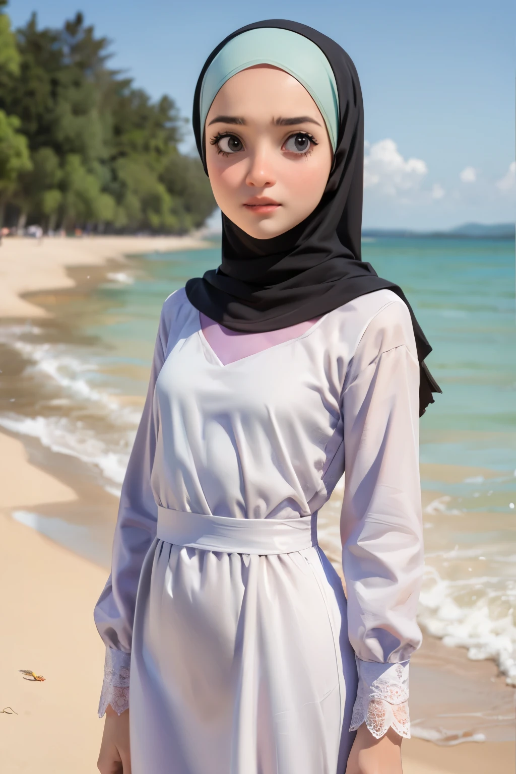 ((Cute pussy)), Chubby, ((Flat Chest)), Naked, Angry pose, Angry face, (((HIJAB MALAY GIRL))), masutepiece, High quality, UHD 45K, Realistic face, Realistic skin feeling , A Malaysia Lady, 51 years old, , Very cute and baby-like face, (((FLAT CHEST))), (MATRIX WORLD), ((look In front  at the camera and SADNESS)), ((())), (((CUTE GIRL))), ((BLUE PASTEL LIPS)), ((BLUE PASTEL LACE)), ((CHUBBY)), ((UNDRESS)). Brown, Flat Chest, Nudity on Cherating beach 