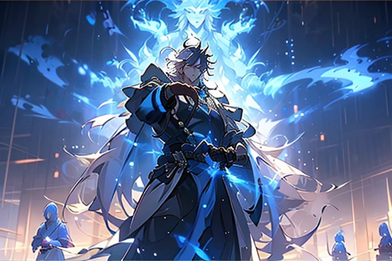 Chinese mythology,5 years old Q version ,(Wide robe),(the space),(He stood in front of a giant blue transparent mutant monkey。。。。:1.4),(cleanness:1.4),blue colors,Stretch your hands,swords drawn,The background is the South Heavenly Gate,Tyndall effect,Glow effects,Anime art style,Romantic graffiti,Meticulous,Realism is popular, New Fauvist style,Knolling,8K,tmasterpiece,super-fine,best qualtiy,8K,tmasterpiece,Works of masters,Detailed pubic hair,Accurate,Epic shooting,(Simian:1.5)