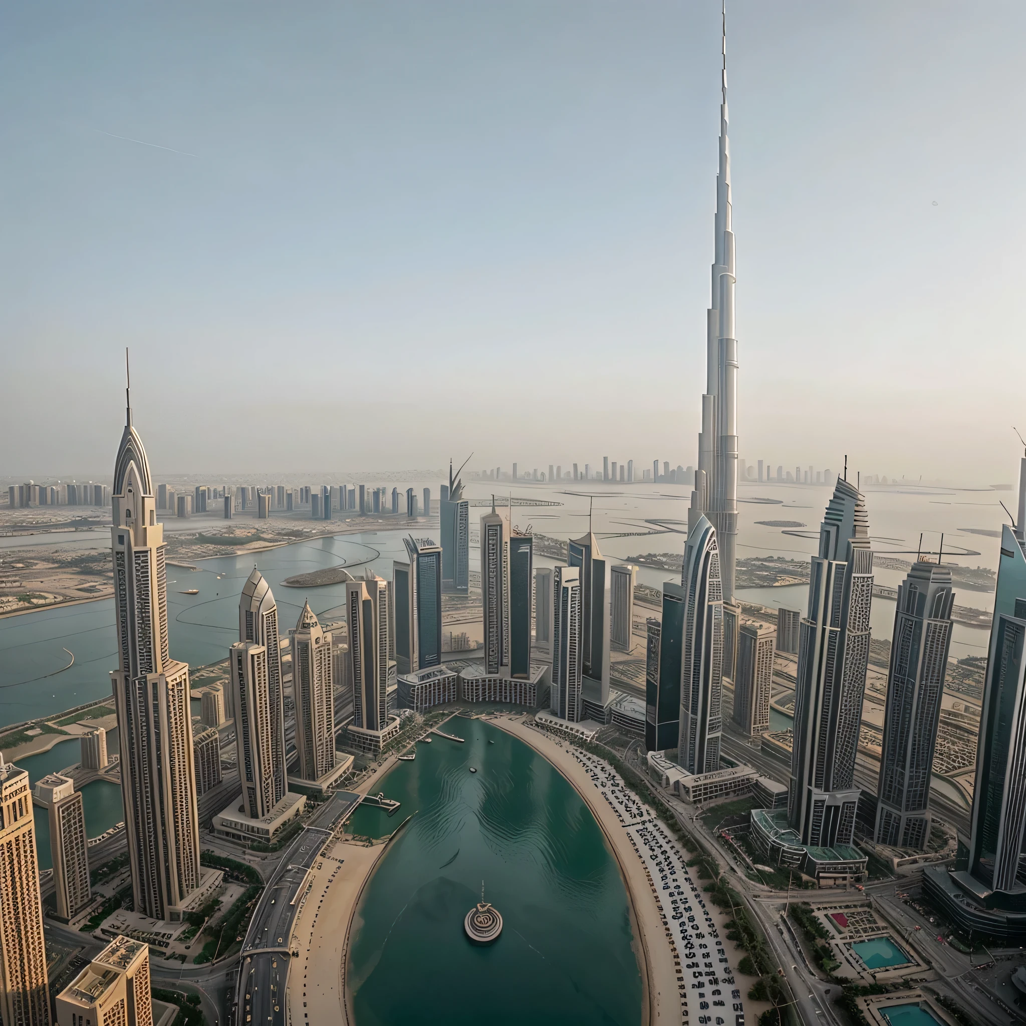 CRIE UMA FOTO LINDA DA CIDADE DE DUBAI COM SUAS ARQUITETURAS E PREDIOS LUXUOSOS
